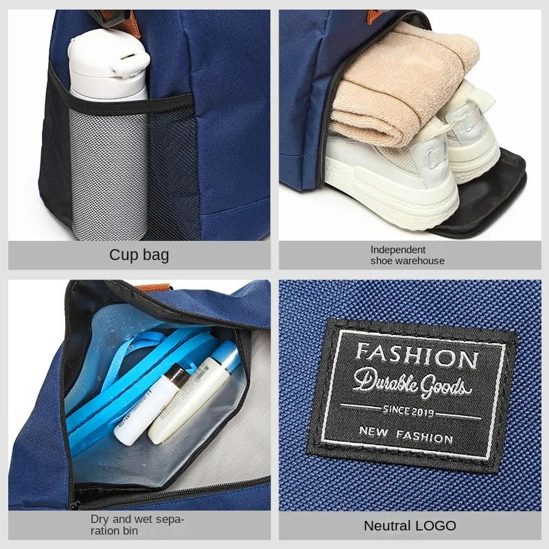 Women Multifunctional Fitness Bag Sports Bag Travel Luggage Handbag Oxford Cloth Waterproof Gym Yoga Bags Dry Wet Separation