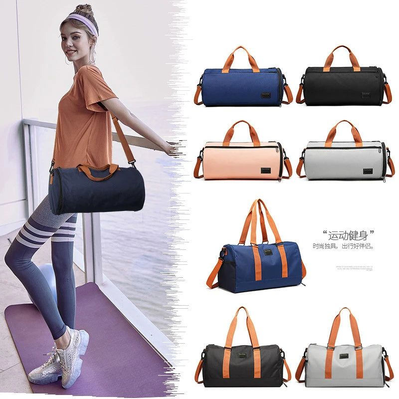 Women Multifunctional Fitness Bag Sports Bag Travel Luggage Handbag Oxford Cloth Waterproof Gym Yoga Bags Dry Wet Separation