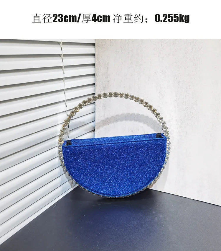 Women New Rhinestones Round Handbags For Wedding Party Top Handle Handbag Lady Bridal Shoulder Bags Stones Evening Bags