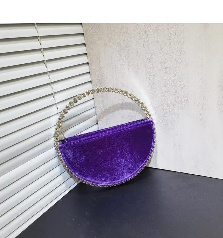 Women New Rhinestones Round Handbags For Wedding Party Top Handle Handbag Lady Bridal Shoulder Bags Stones Evening Bags