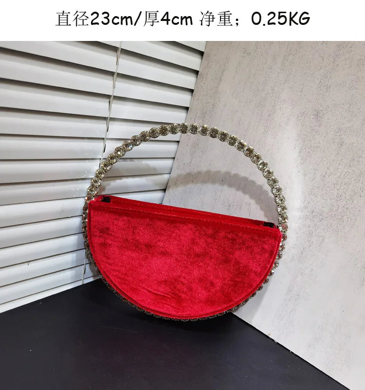 Women New Rhinestones Round Handbags For Wedding Party Top Handle Handbag Lady Bridal Shoulder Bags Stones Evening Bags