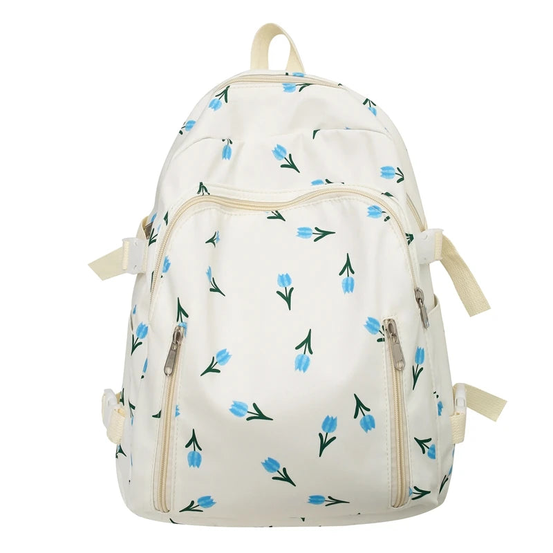 Women Nylon Kawaii Floral Waterproof Book Bag Female Laptop Fashion Ladies Cute College Backpacks Girl Travel School Bag Student