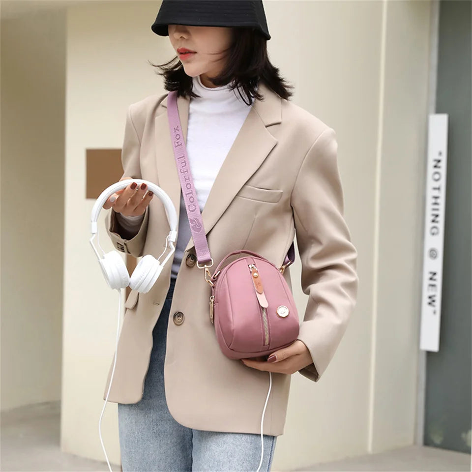 Women Nylon Shoulder Bags Female Solid Color Zipper Female Handag Designer Messenger Bags Summer Beach Bag