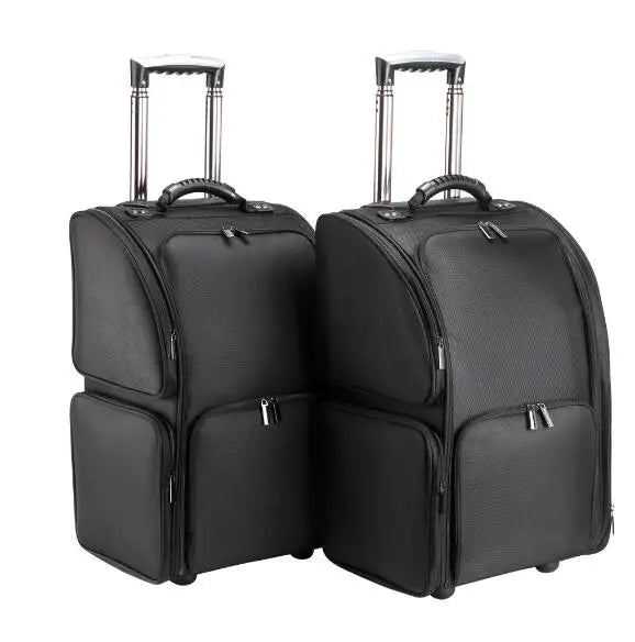 Women Nylon Trolley Makeup Train Case Two wheels Rolling Travel Makeup Storage Bag Professional Makeup Cosmetic Trolley Bags