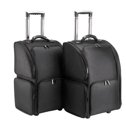 Women Nylon Trolley Makeup Train Case Two wheels Rolling Travel Makeup Storage Bag Professional Makeup Cosmetic Trolley Bags