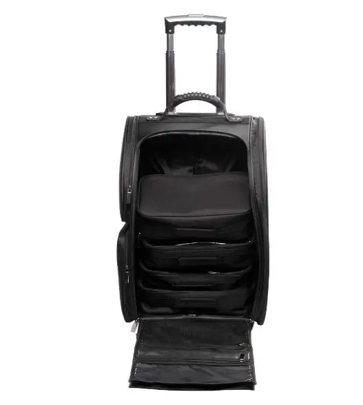 Women Nylon Trolley Makeup Train Case Two wheels Rolling Travel Makeup Storage Bag Professional Makeup Cosmetic Trolley Bags