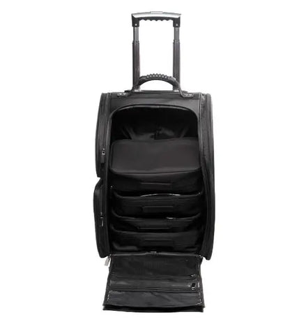 Women Nylon Trolley Makeup Train Case Two wheels Rolling Travel Makeup Storage Bag Professional Makeup Cosmetic Trolley Bags