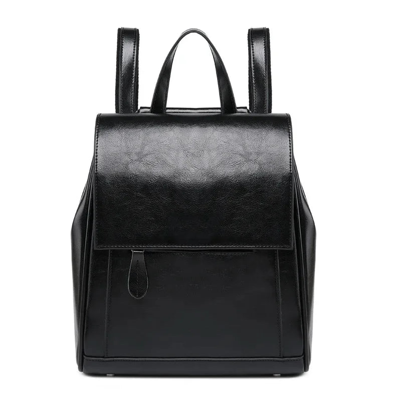 Women Oil Wax Cowhide Backpack School Daypack High Quality Genuine Leather Cross Body Shoulder Bags Rucksack Travel Knapsack