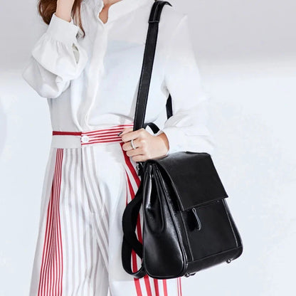 Women Oil Wax Cowhide Backpack School Daypack High Quality Genuine Leather Cross Body Shoulder Bags Rucksack Travel Knapsack