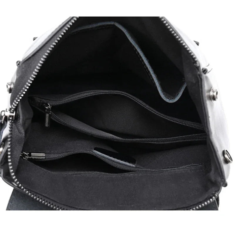 Women Oil Wax Cowhide Backpack School Daypack High Quality Genuine Leather Cross Body Shoulder Bags Rucksack Travel Knapsack