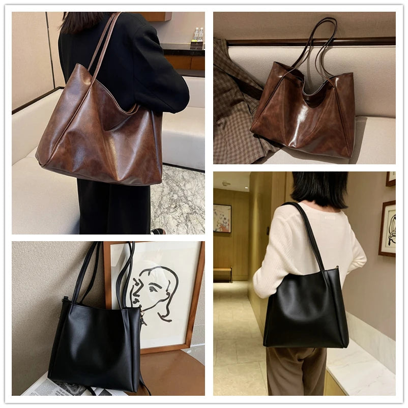 Women PU-Leather New Style Large Capacity Handbags Shoulder Bag Ladies Tote Purse Messenger Girls Fashion Shopping Bags