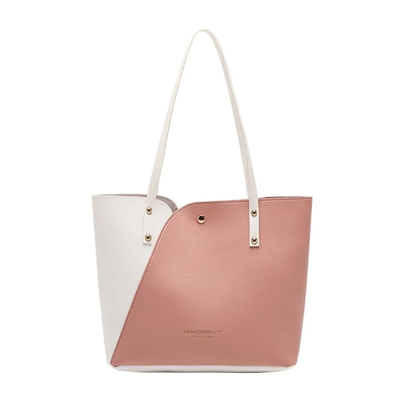 Women PU Leather Shoulder Bag with Handles Cosmetic Makeup Organizer