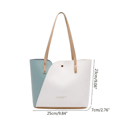 Women PU Leather Shoulder Bag with Handles Cosmetic Makeup Organizer
