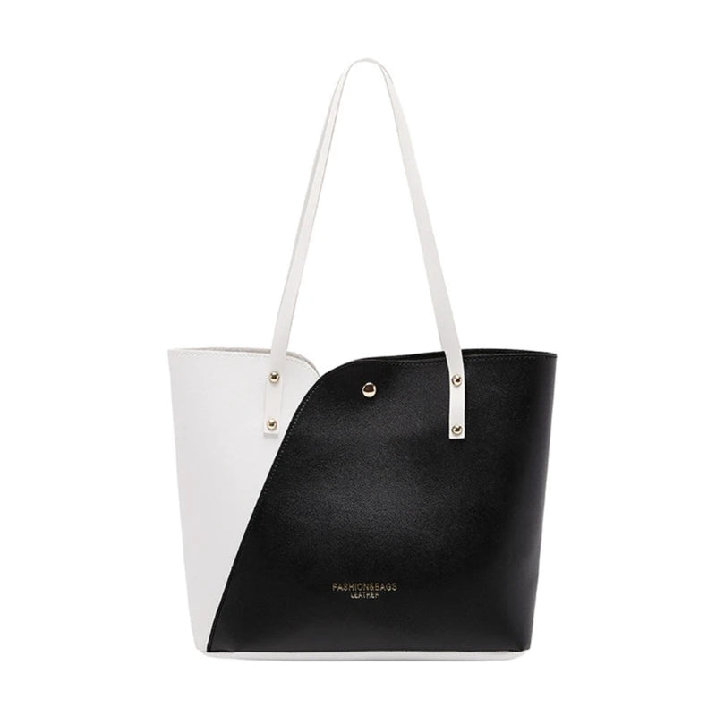 Women PU Leather Shoulder Bag with Handles Cosmetic Makeup Organizer