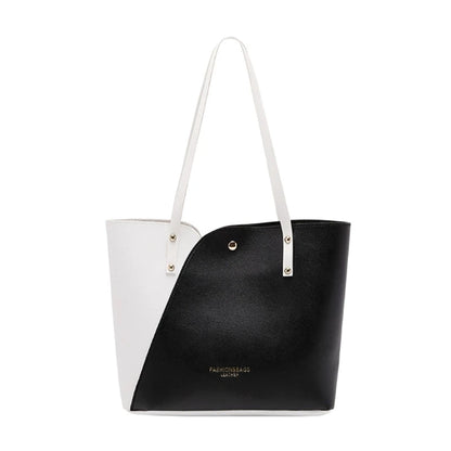 Women PU Leather Shoulder Bag with Handles Cosmetic Makeup Organizer