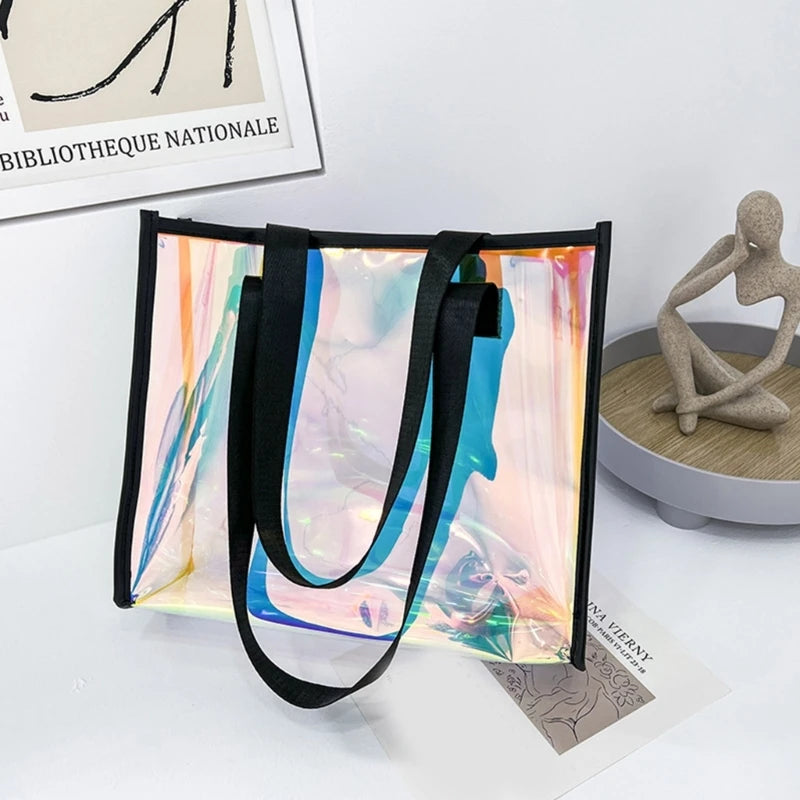Women PVC Shoulder Bag Handbag Organization Teenage Girl Go Shopping Household