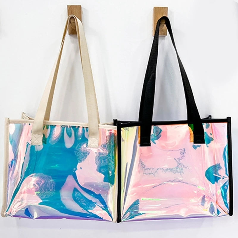 Women PVC Shoulder Bag Handbag Organization Teenage Girl Go Shopping Household