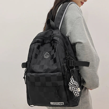 Women Plaid Leisure School Bag Girl Travel Laptop Student Backpack Female Teenager Book Bags Ladies Nylon College Packet Fashion
