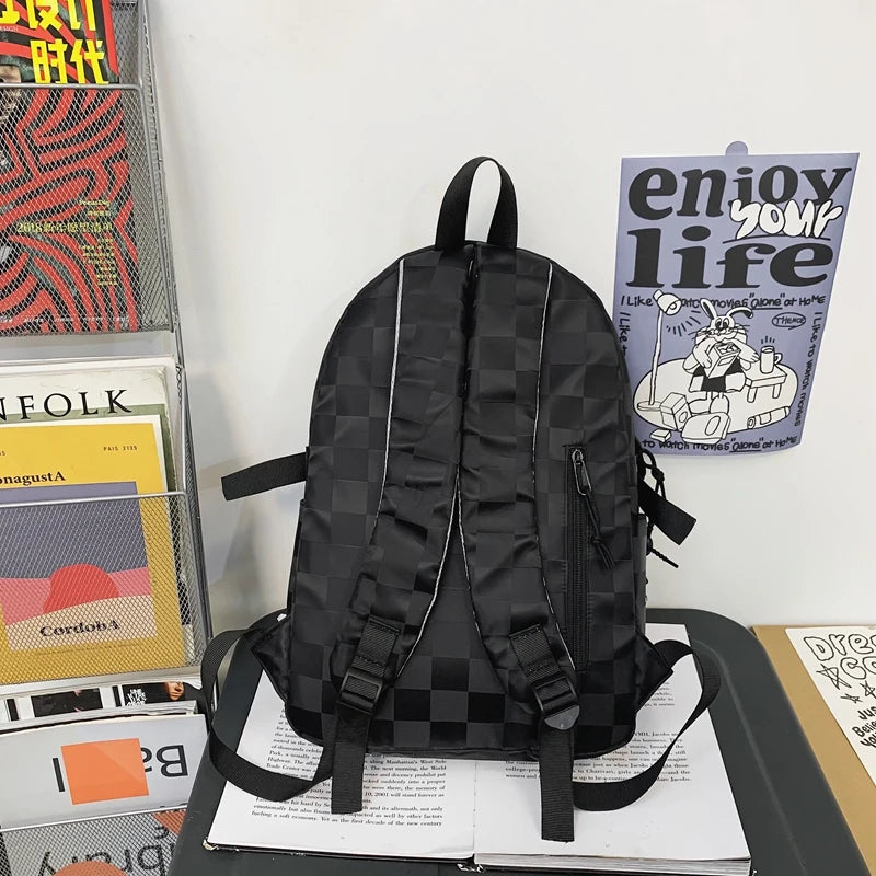 Women Plaid Leisure School Bag Girl Travel Laptop Student Backpack Female Teenager Book Bags Ladies Nylon College Packet Fashion