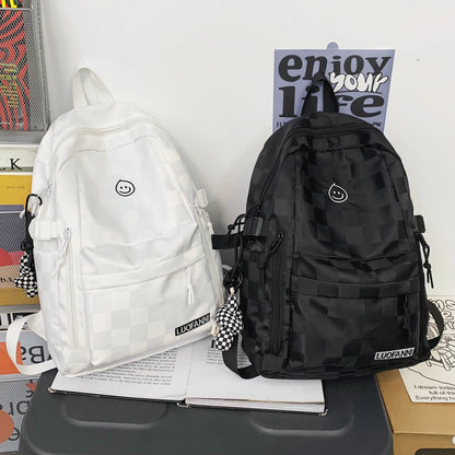 Women Plaid Leisure School Bag Girl Travel Laptop Student Backpack Female Teenager Book Bags Ladies Nylon College Packet Fashion