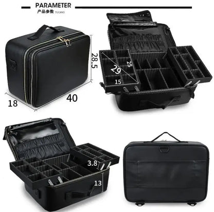 Women Portable Cosmetic Organizer Backpack Makeup Bag Suitcase Nail Box Organizer case Professional Makeup Artiist Cosmetic Bags