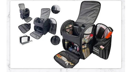 Women Portable Travel Cosmetic Backpack Artist Makeup Bag  Makeup Organizer Travel Train Case Soft Sided Cosmetic Bag Organizer