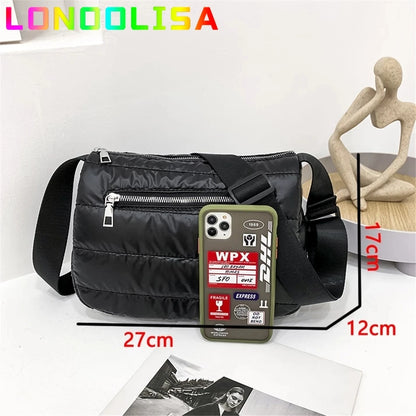 Women Quilted Shoulder Space Bag Padded with Down Cotton New Lightweight Crossbody Mini Sac 2021 Winter Trend Handbag and Purse