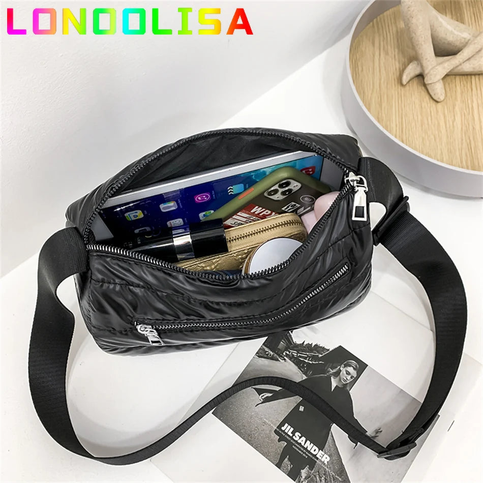 Women Quilted Shoulder Space Bag Padded with Down Cotton New Lightweight Crossbody Mini Sac 2021 Winter Trend Handbag and Purse