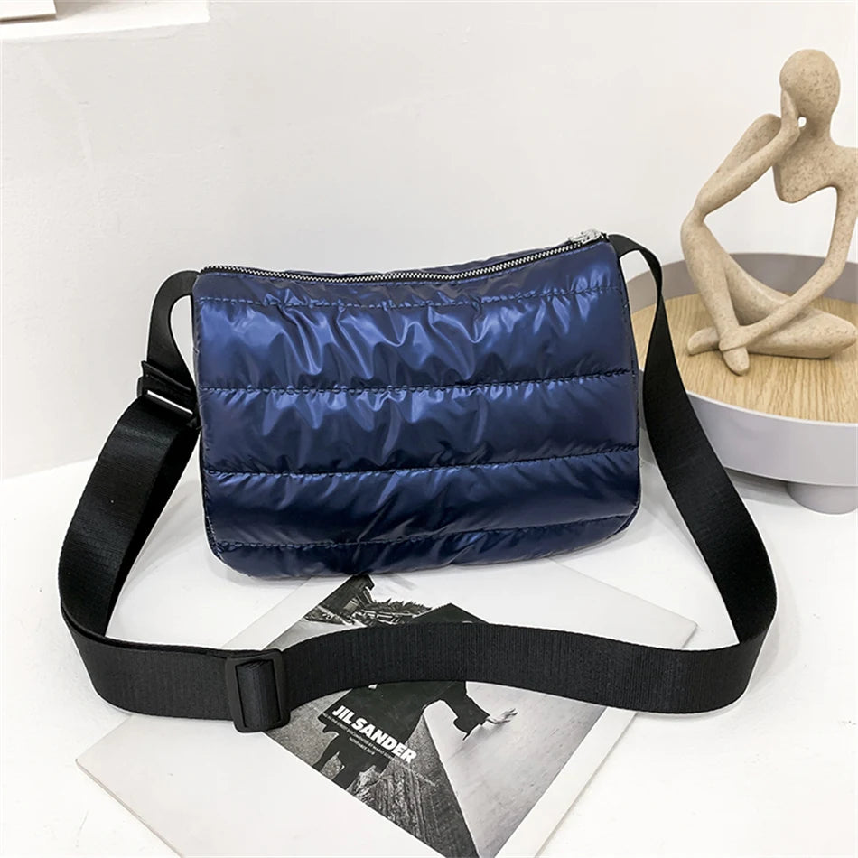 Women Quilted Shoulder Space Bag Padded with Down Cotton New Lightweight Crossbody Mini Sac 2021 Winter Trend Handbag and Purse