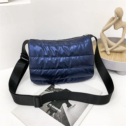 Women Quilted Shoulder Space Bag Padded with Down Cotton New Lightweight Crossbody Mini Sac 2021 Winter Trend Handbag and Purse