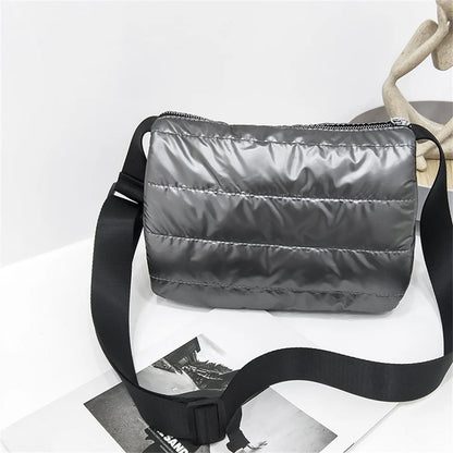 Women Quilted Shoulder Space Bag Padded with Down Cotton New Lightweight Crossbody Mini Sac 2021 Winter Trend Handbag and Purse