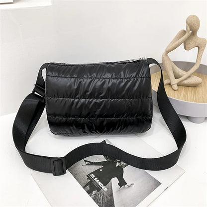 Women Quilted Shoulder Space Bag Padded with Down Cotton New Lightweight Crossbody Mini Sac 2021 Winter Trend Handbag and Purse