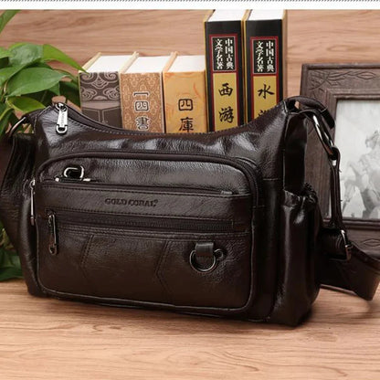 Women Real Genuine Leather Crossbody Shoulder Handbag Shopping High Quality Multi-Pocket Famous Designer Messenger Female Bag