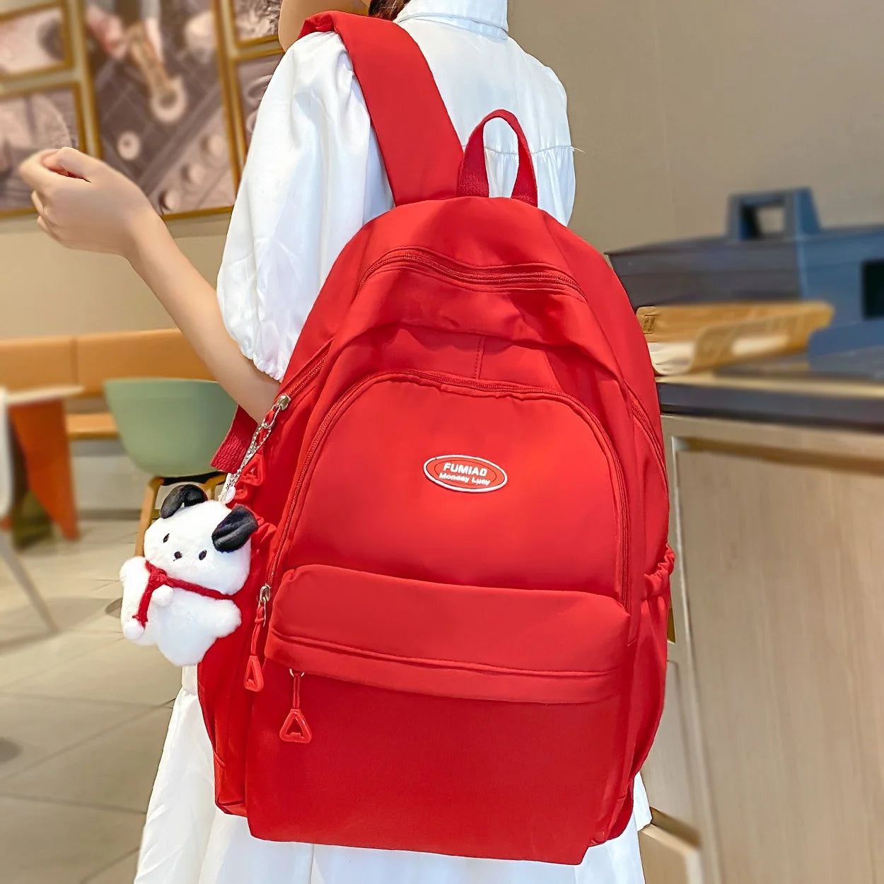 Women Red Lady Waterproof Cute Laptop New Book Bag Girl Kawaii Nylon School Backpack Fashion Female Travel College Backpack Cool