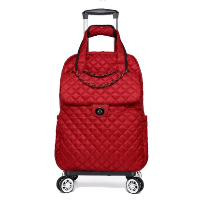 Women Rolling Duffle Bag with Wheels Travel Trolley Tote Women Carry On Hand Luggage Trolley Luggage Bag Portable Wheeled Bags