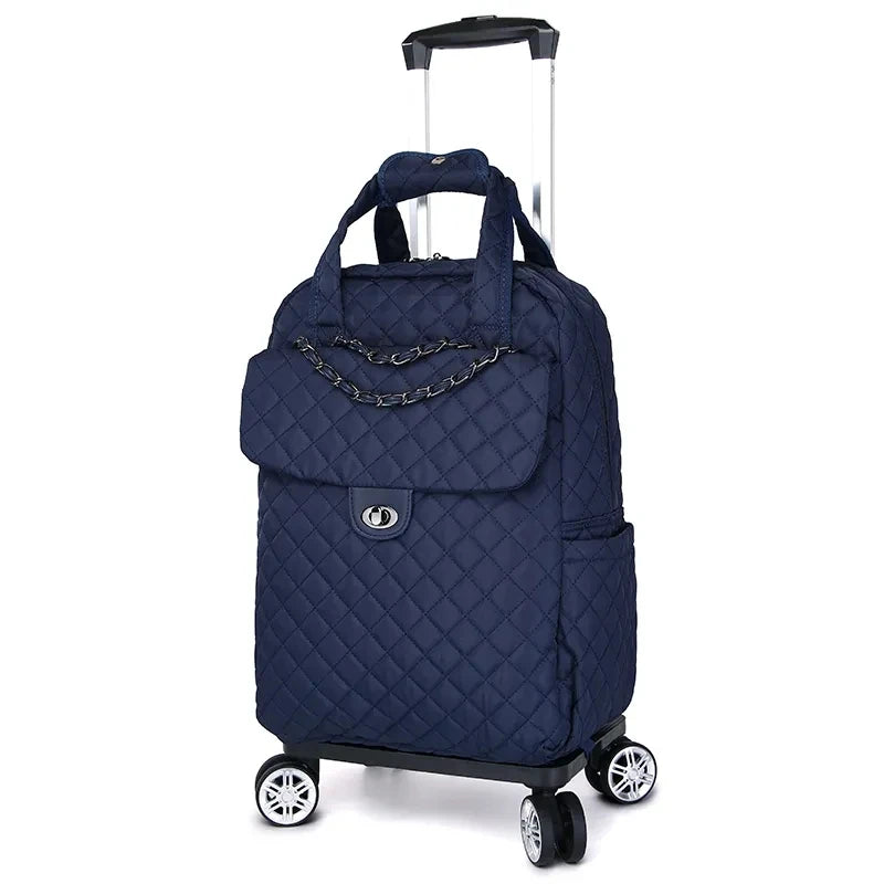 Women Rolling Duffle Bag with Wheels Travel Trolley Tote Women Carry On Hand Luggage Trolley Luggage Bag Portable Wheeled Bags