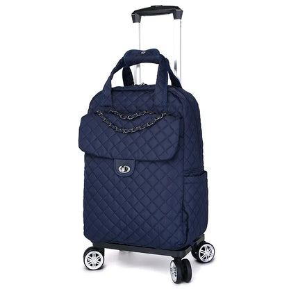 Women Rolling Duffle Bag with Wheels Travel Trolley Tote Women Carry On Hand Luggage Trolley Luggage Bag Portable Wheeled Bags