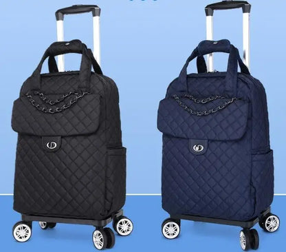 Women Rolling Duffle Bag with Wheels Travel Trolley Tote Women Carry On Hand Luggage Trolley Luggage Bag Portable Wheeled Bags
