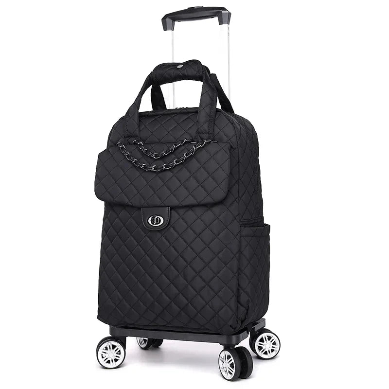 Women Rolling Duffle Bag with Wheels Travel Trolley Tote Women Carry On Hand Luggage Trolley Luggage Bag Portable Wheeled Bags
