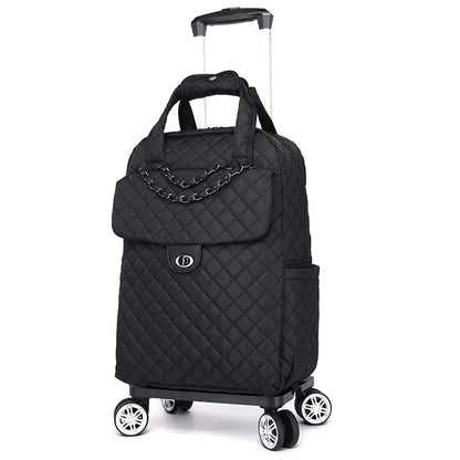 Women Rolling Duffle Bag with Wheels Travel Trolley Tote Women Carry On Hand Luggage Trolley Luggage Bag Portable Wheeled Bags