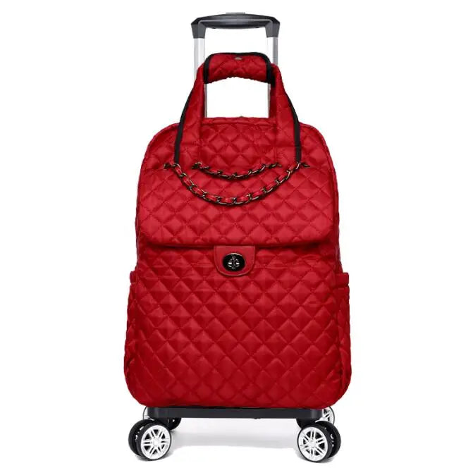 Women Rolling Duffle Bag with Wheels Travel Trolley Tote Women Carry On Hand Luggage Trolley Luggage Bag Portable Wheeled Bags