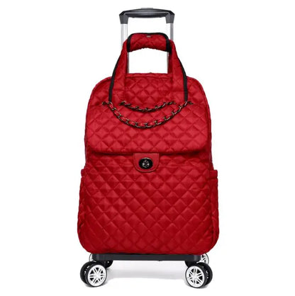 Women Rolling Duffle Bag with Wheels Travel Trolley Tote Women Carry On Hand Luggage Trolley Luggage Bag Portable Wheeled Bags