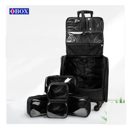 Women Rolling cosmetic organizer case train case Multi-layer tattoo makeup storage bag with wheels beauty tool kit trolley bags