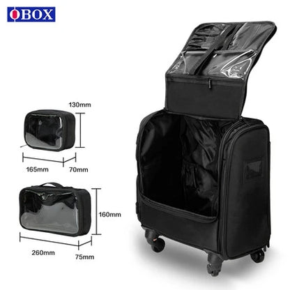 Women Rolling cosmetic organizer case train case Multi-layer tattoo makeup storage bag with wheels beauty tool kit trolley bags