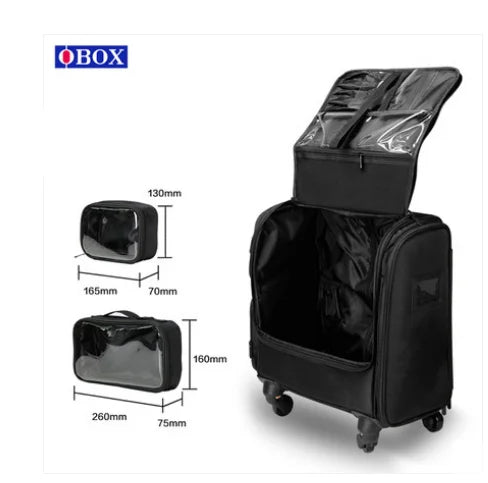 Women Rolling cosmetic organizer case train case Multi-layer tattoo makeup storage bag with wheels beauty tool kit trolley bags