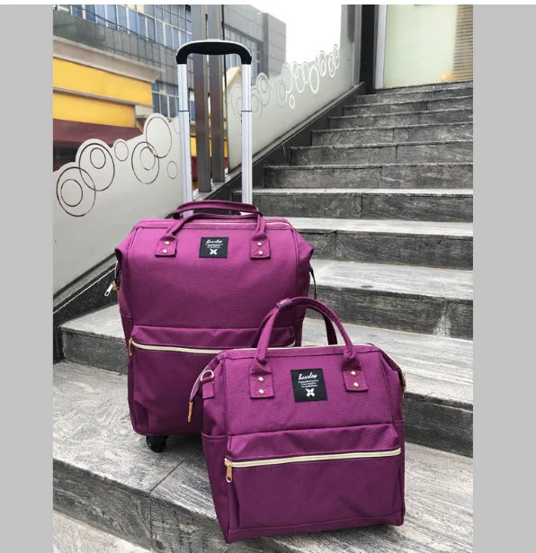 Women Rolling luggage Suitcase Travel Trolley Bag Wheels Wheeled backpack Carry On Hand Luggage Bag Trolley Luggage bag sets