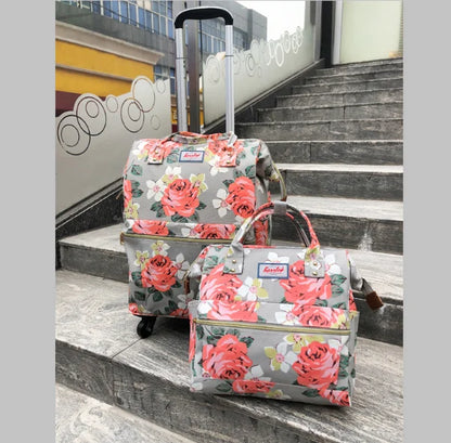 Women Rolling luggage Suitcase Travel Trolley Bag Wheels Wheeled backpack Carry On Hand Luggage Bag Trolley Luggage bag sets