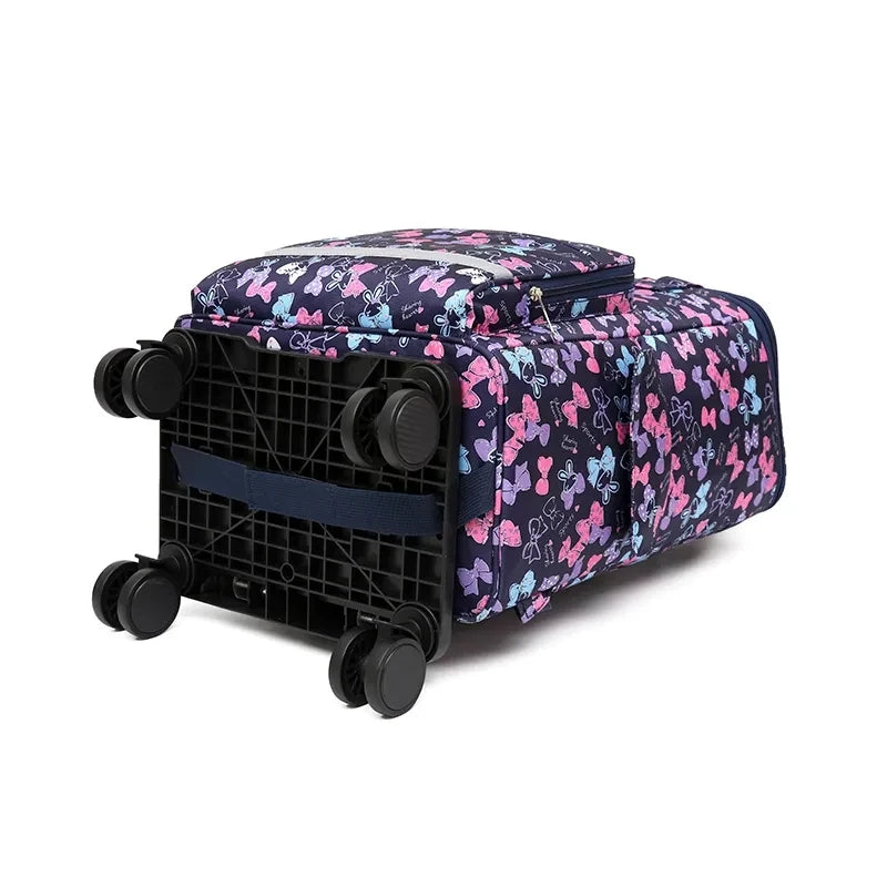 Women Rolling shopping bag with wheels Shopper Tote Bag travel trolley bag Aluminum foil lining picnic Grocery bag with wheels