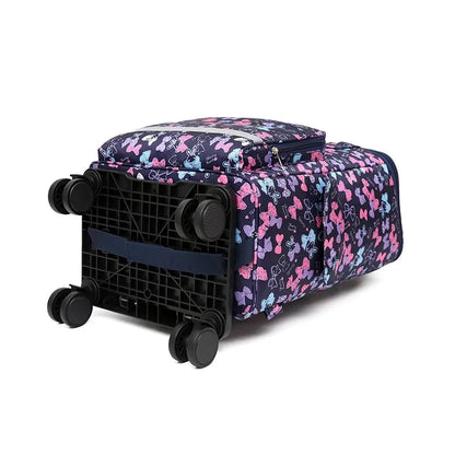 Women Rolling shopping bag with wheels Shopper Tote Bag travel trolley bag Aluminum foil lining picnic Grocery bag with wheels