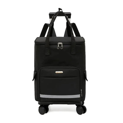 Women Rolling shopping bag with wheels Shopper Tote Bag travel trolley bag Aluminum foil lining picnic Grocery bag with wheels